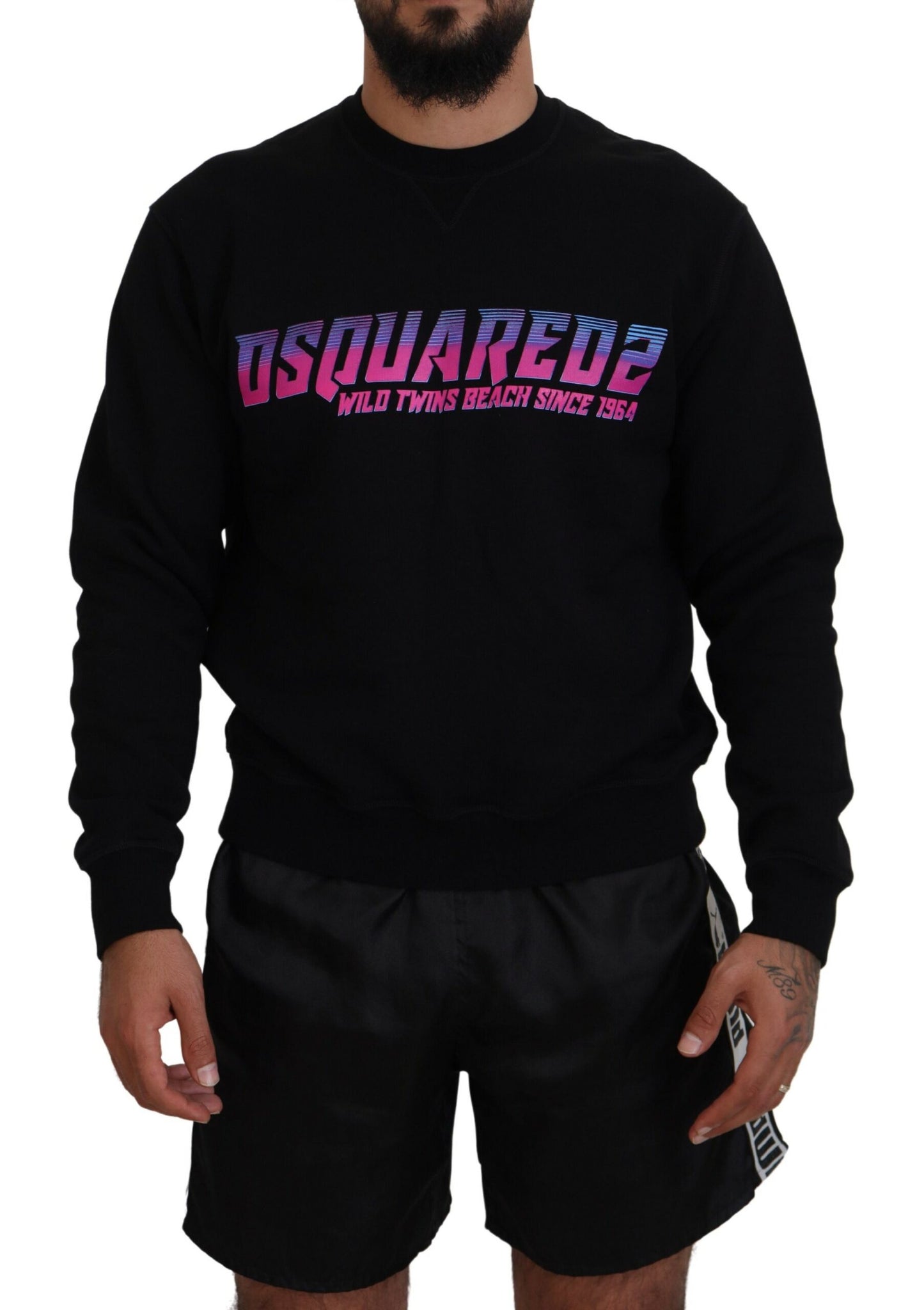 Pull en laine à manches longues pour homme Dsquared² avec imprimé du logo noir.
