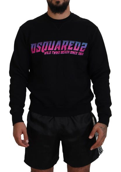 Pull en laine à manches longues pour homme Dsquared² avec imprimé du logo noir.