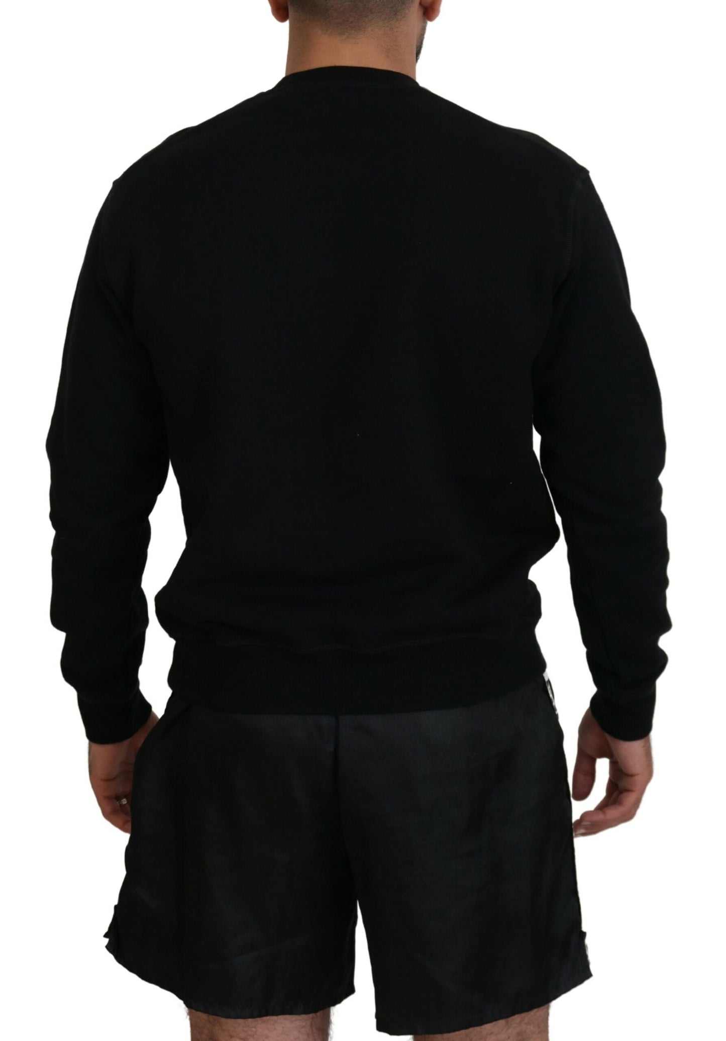 Pull en laine à manches longues pour homme Dsquared² avec imprimé du logo noir.