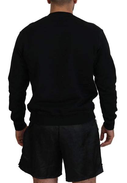 Pull en laine à manches longues pour homme Dsquared² avec imprimé du logo noir.