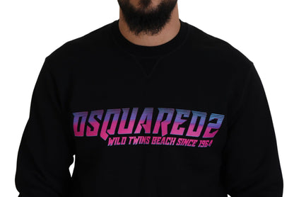 Pull en laine à manches longues pour homme Dsquared² avec imprimé du logo noir.