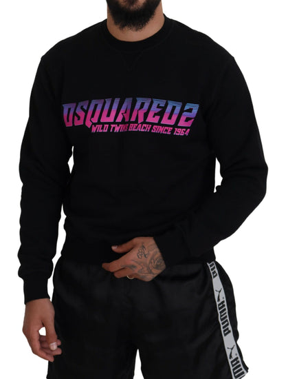 Pull en laine à manches longues pour homme Dsquared² avec imprimé du logo noir.