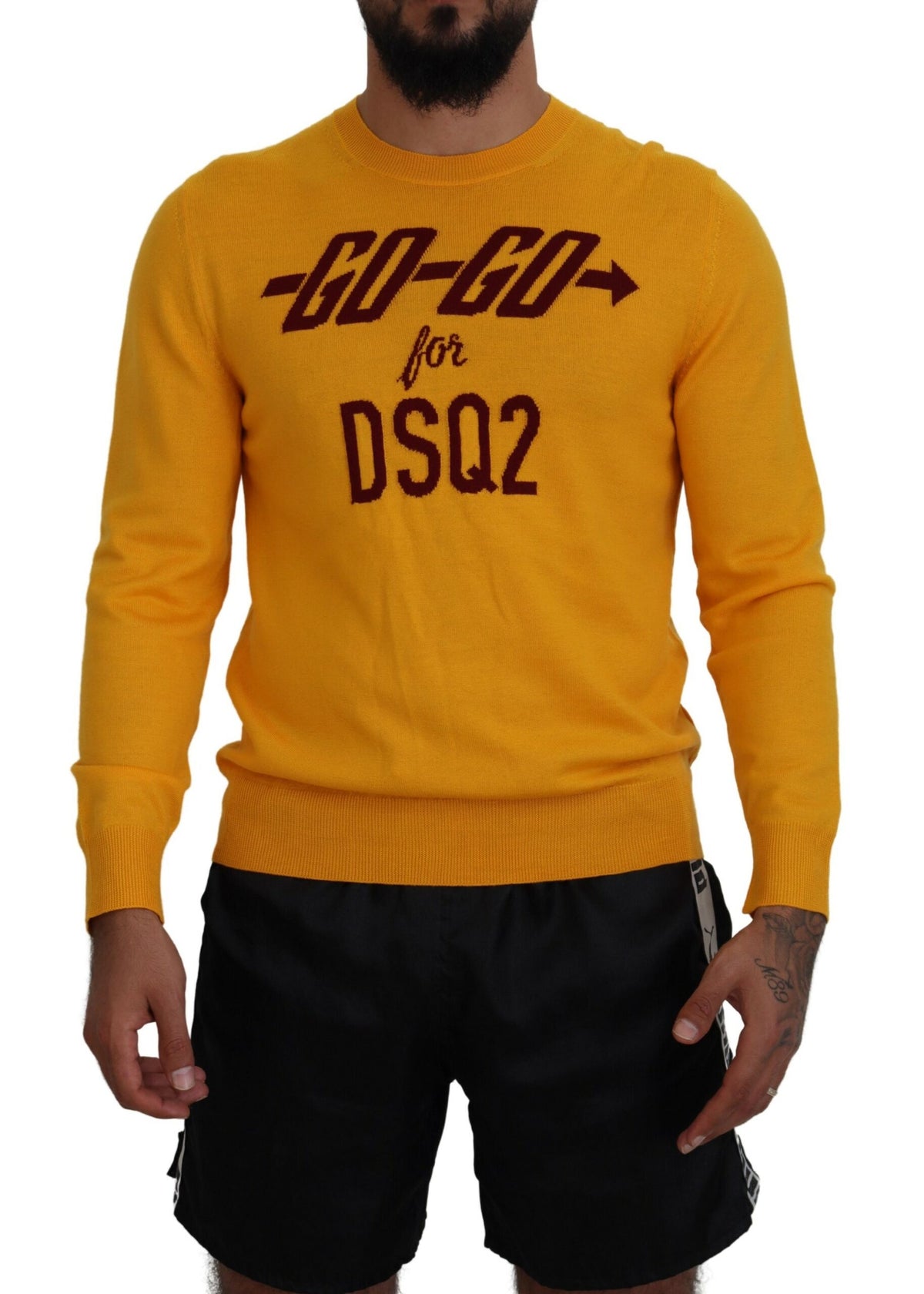Pull en laine à manches longues pour homme, couleur orange, Dsquared²