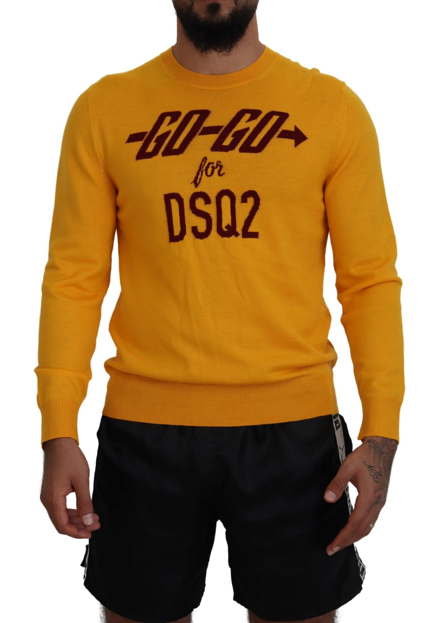 Pull en laine à manches longues pour homme, couleur orange, Dsquared²