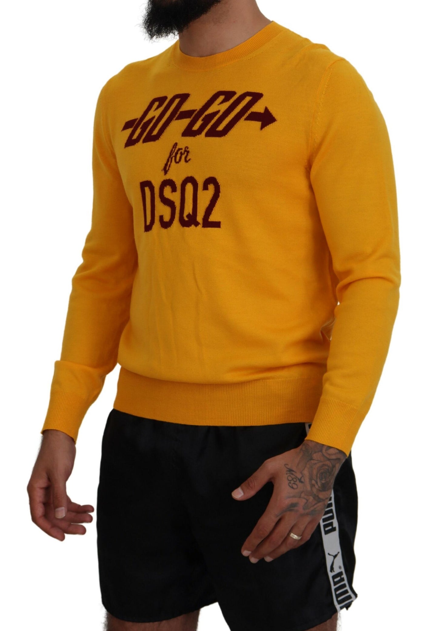 Pull en laine à manches longues pour homme, couleur orange, Dsquared²