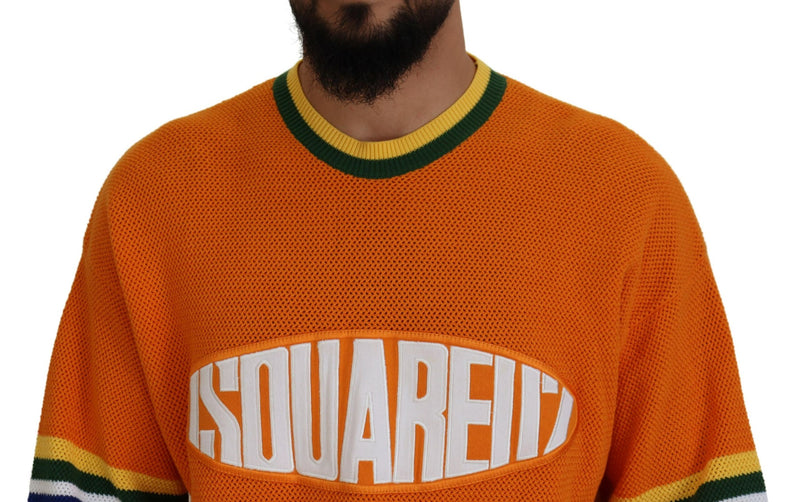 Pull en laine à manches longues pour homme Dsquared² imprimé orange