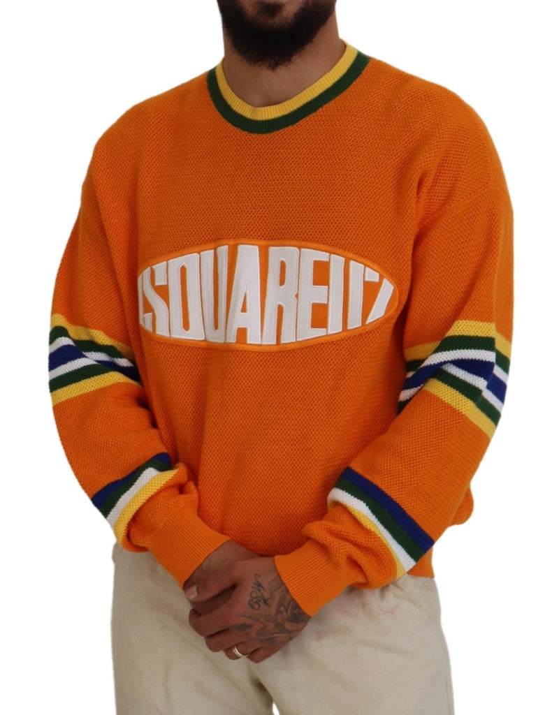 Pull en laine à manches longues pour homme Dsquared² imprimé orange