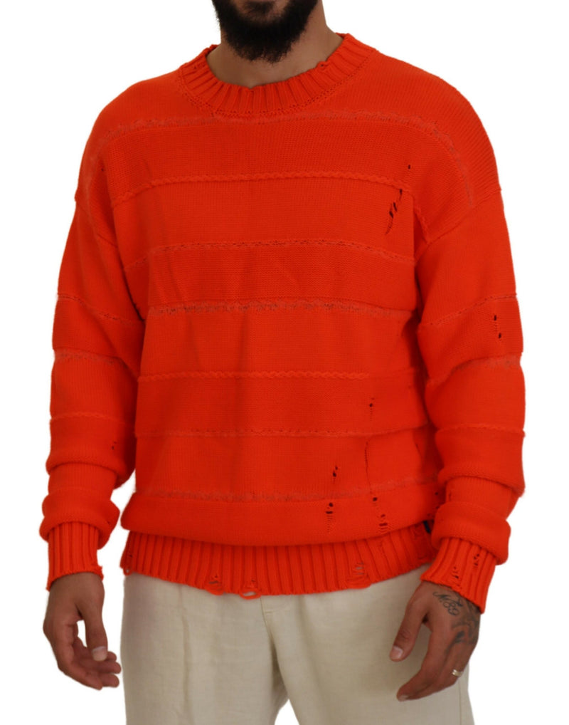 Pull en coton orange à manches longues pour homme Dsquared²