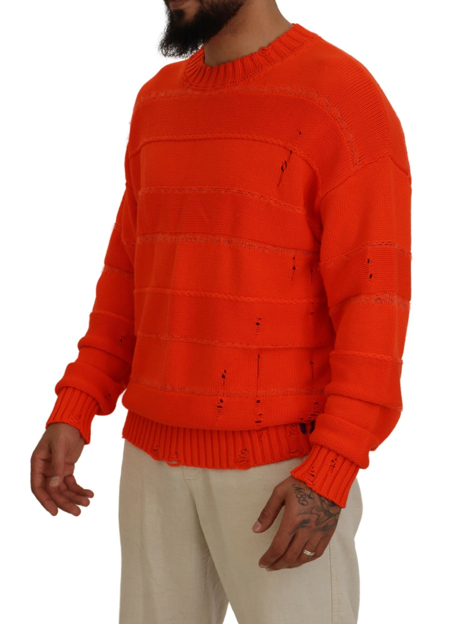 Pull en coton orange à manches longues pour homme Dsquared²