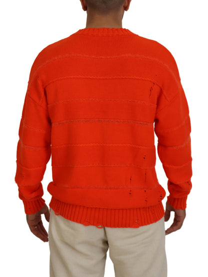 Pull en coton orange à manches longues pour homme Dsquared²