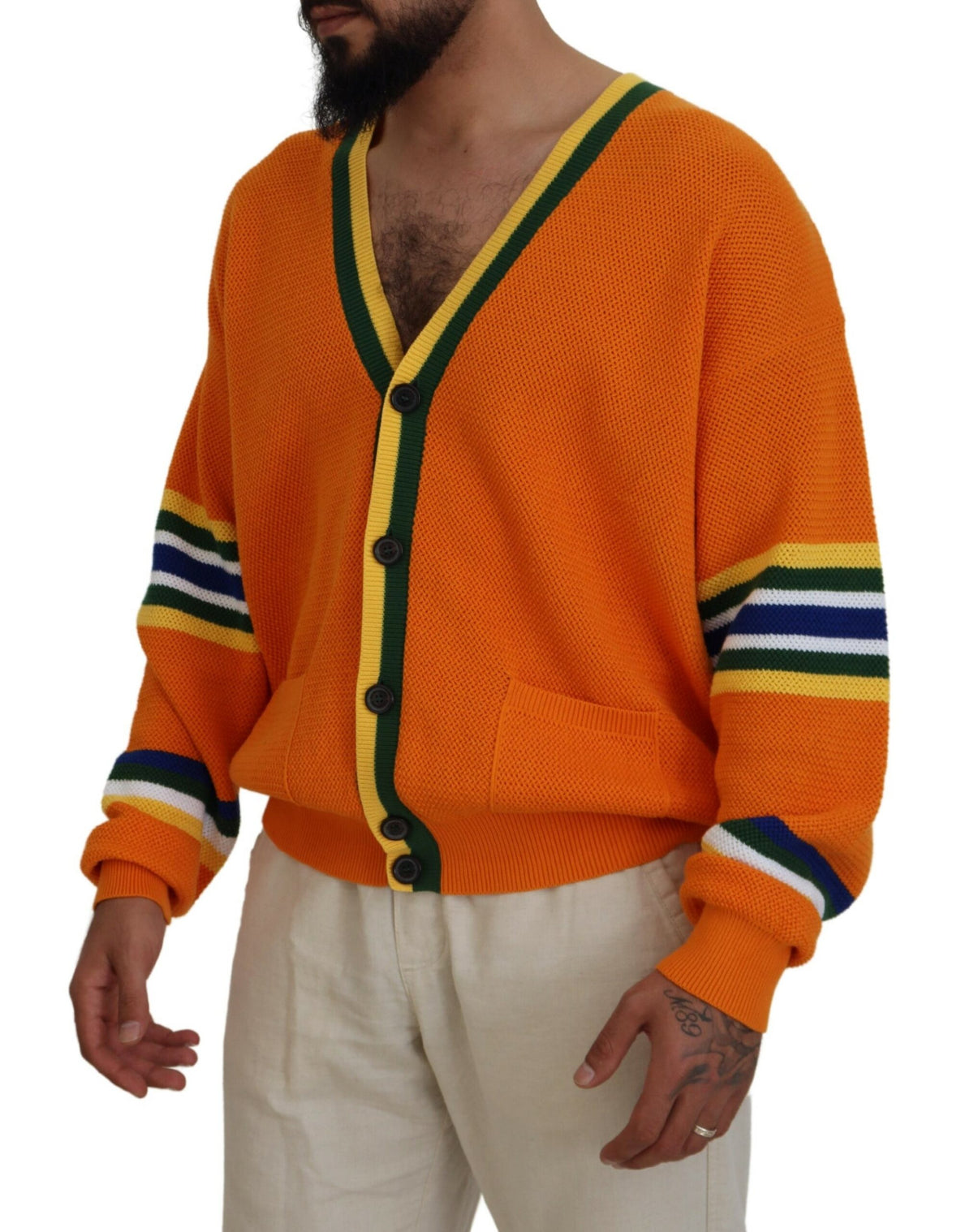 Cardigan en coton orange à manches longues pour homme de Dsquared²
