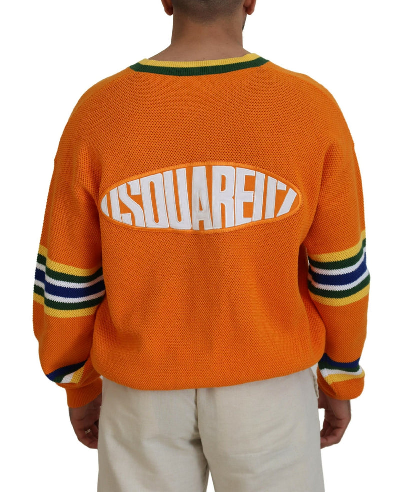 Cardigan en coton orange à manches longues pour homme de Dsquared²