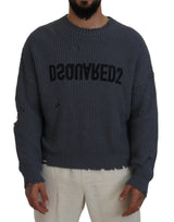 Pull en tricot gris à trous pour homme Dsquared²