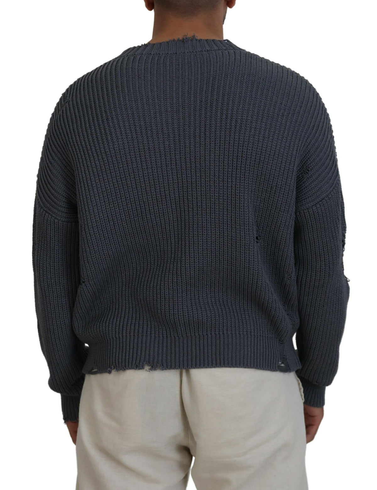 Pull en tricot gris à trous pour homme Dsquared²