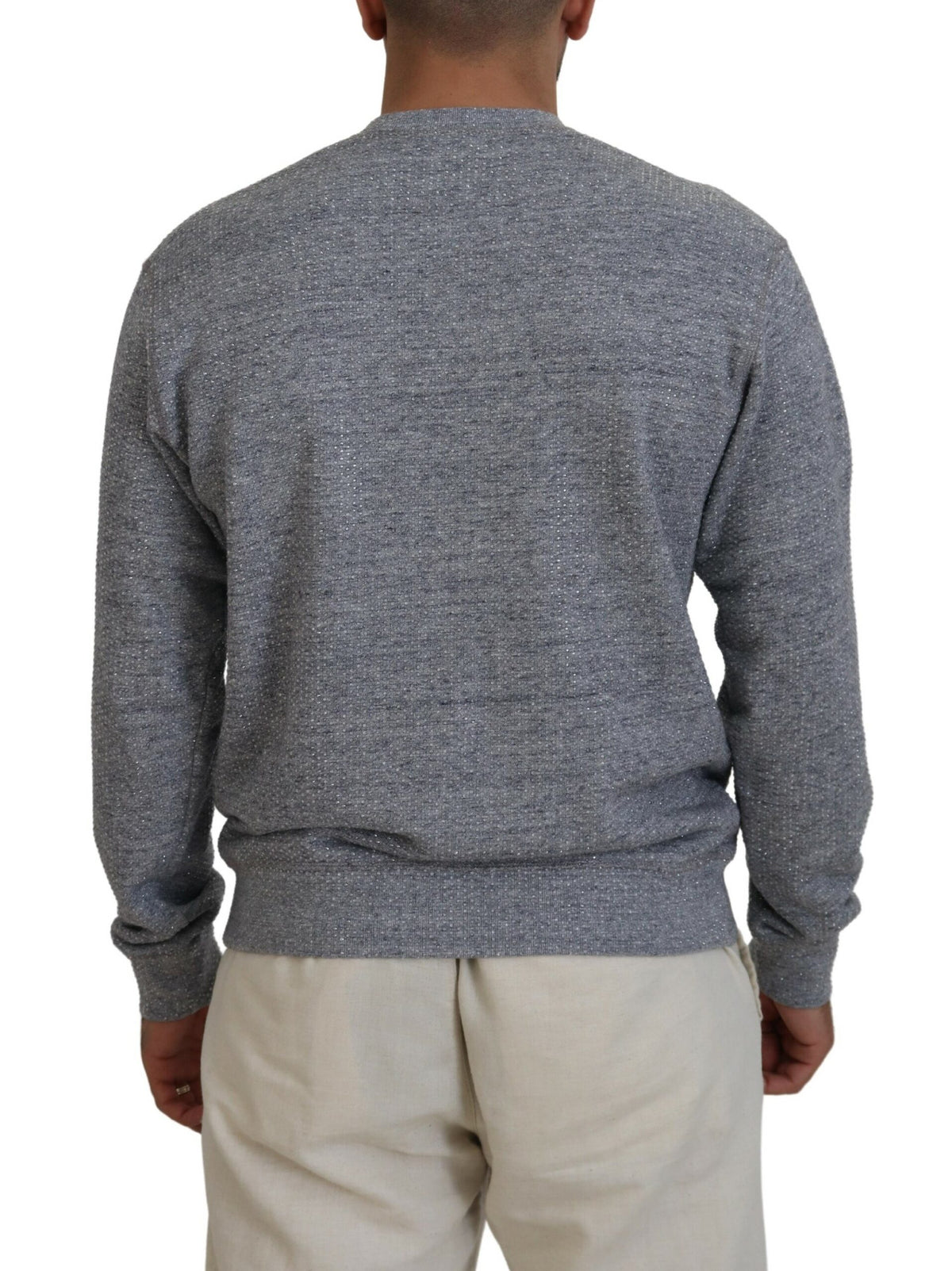Pull en tricot gris pour homme Dsquared² avec strass.