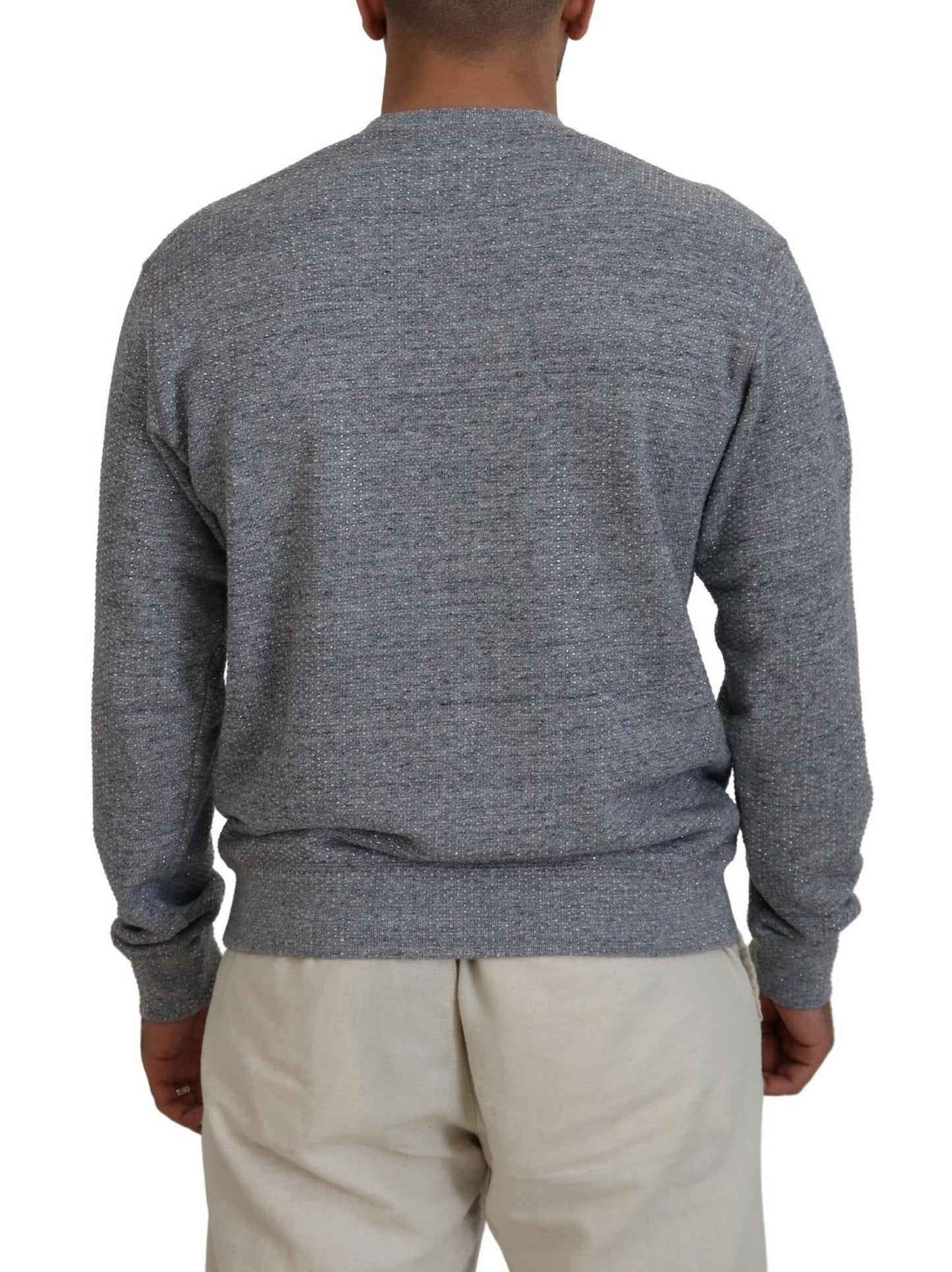 Pull en tricot gris pour homme Dsquared² avec strass.