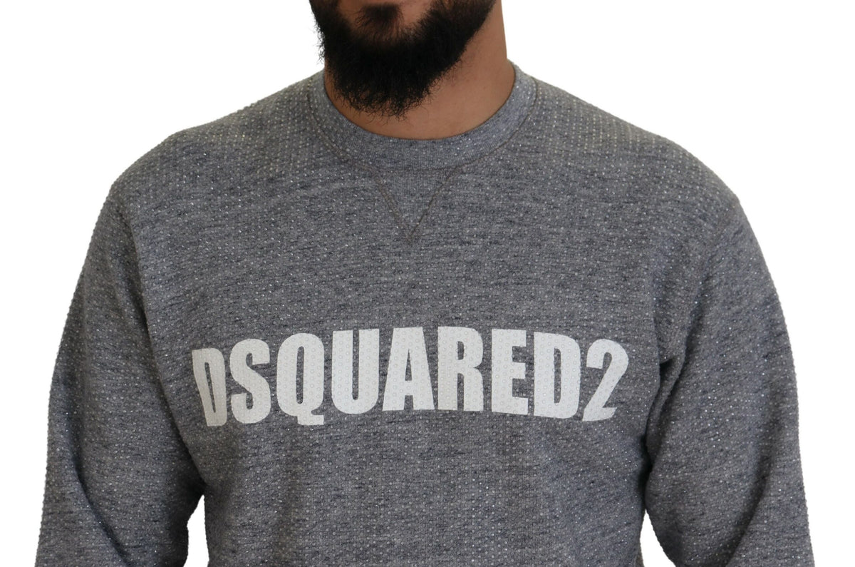 Pull en tricot gris pour homme Dsquared² avec strass.