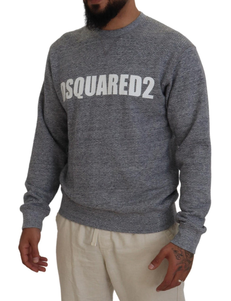 Pull en tricot gris pour homme Dsquared² avec strass.