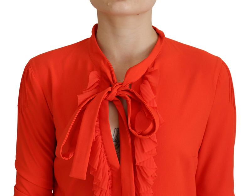Dsquared² Red Long Sleeve Pleated Midi Dress