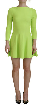 Robe Mini A-ligne à Manches Longues en Viscose Verte Dsquared²