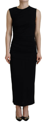 Robe Maxi Sans Manches Froncée Noire Dsquared²
