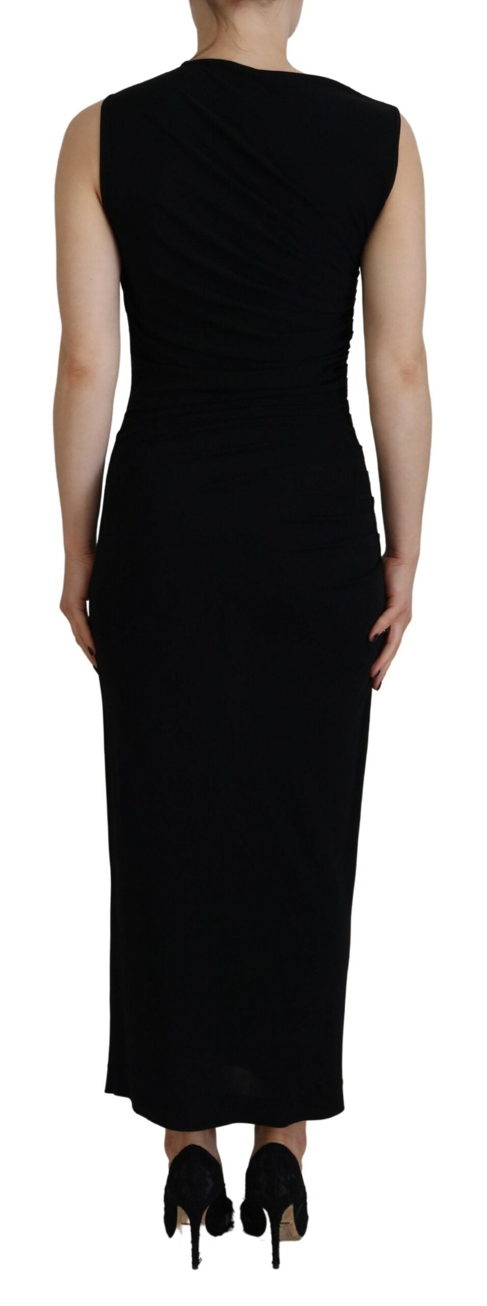Robe Maxi Sans Manches Froncée Noire Dsquared²