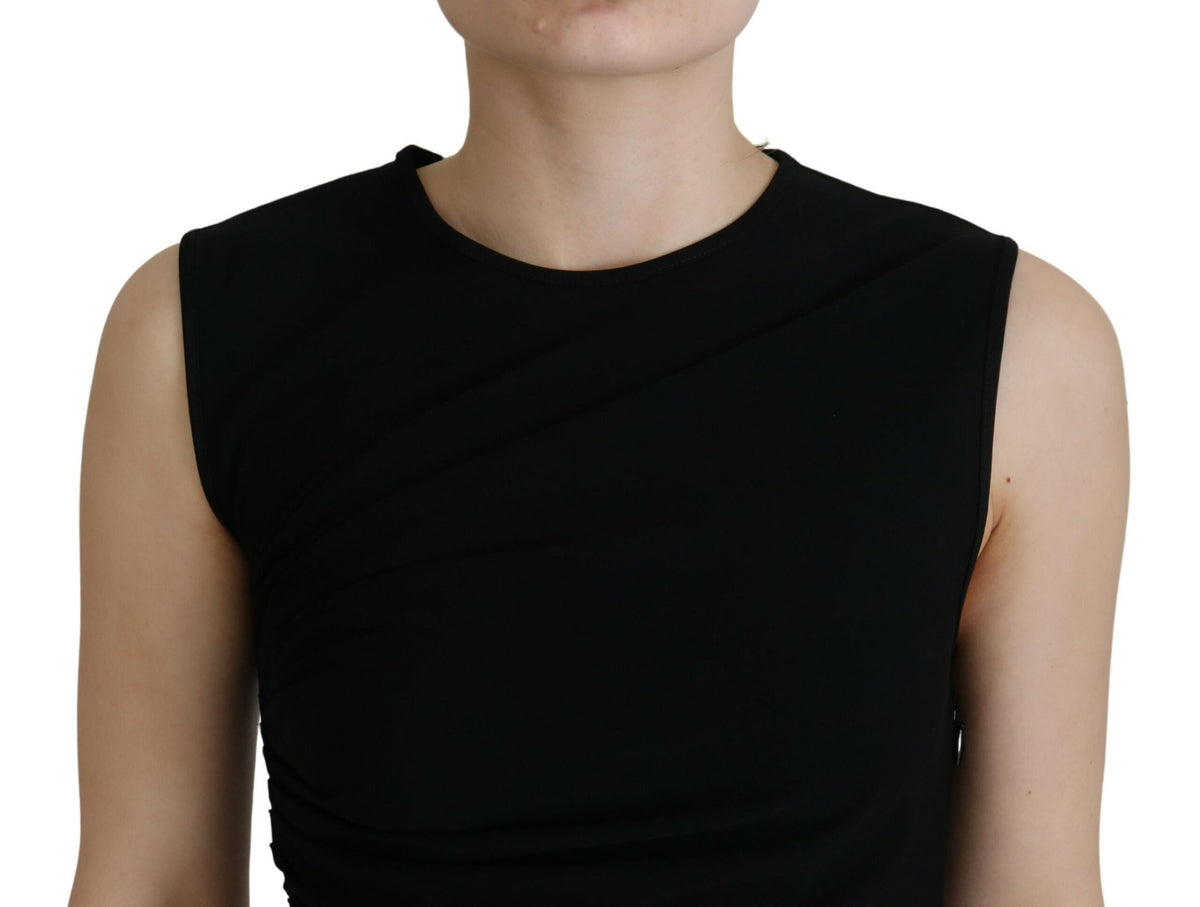 Robe Maxi Sans Manches Froncée Noire Dsquared²