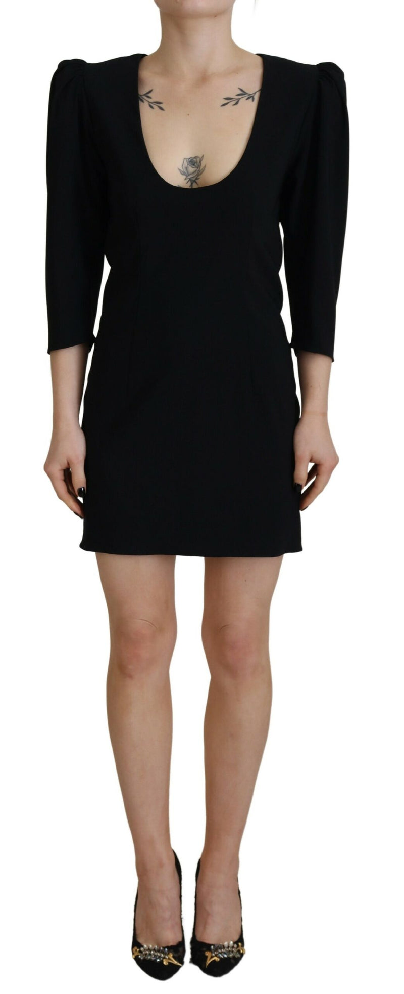Dsquared² Black Long Sleeves Bodycon Sheath Dress