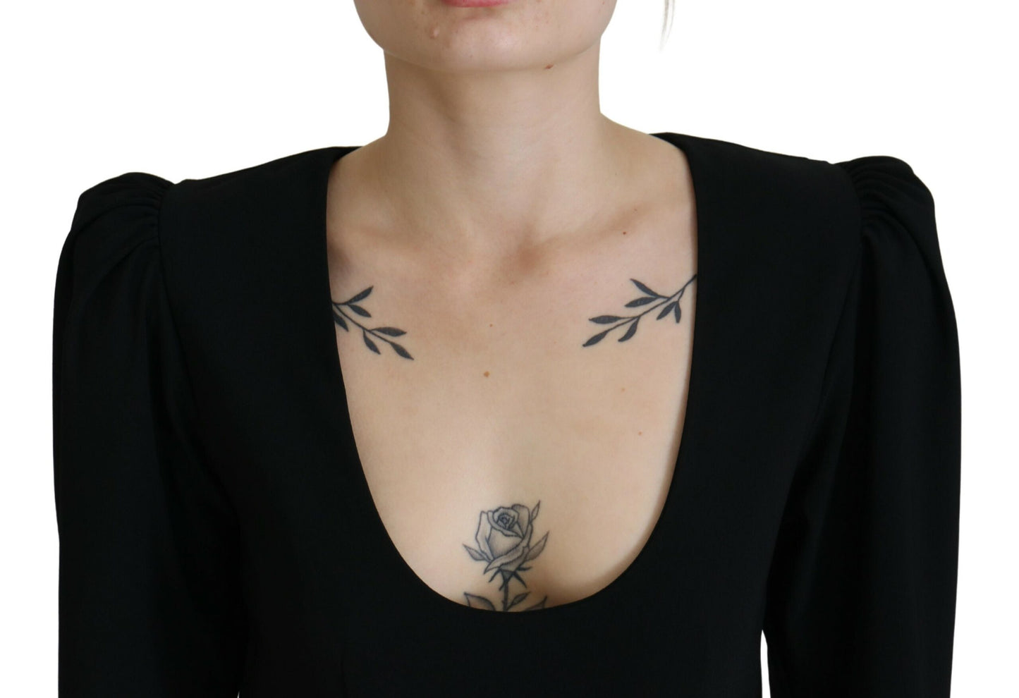 Robe moulante noire en polyester à manches longues de Dsquared²