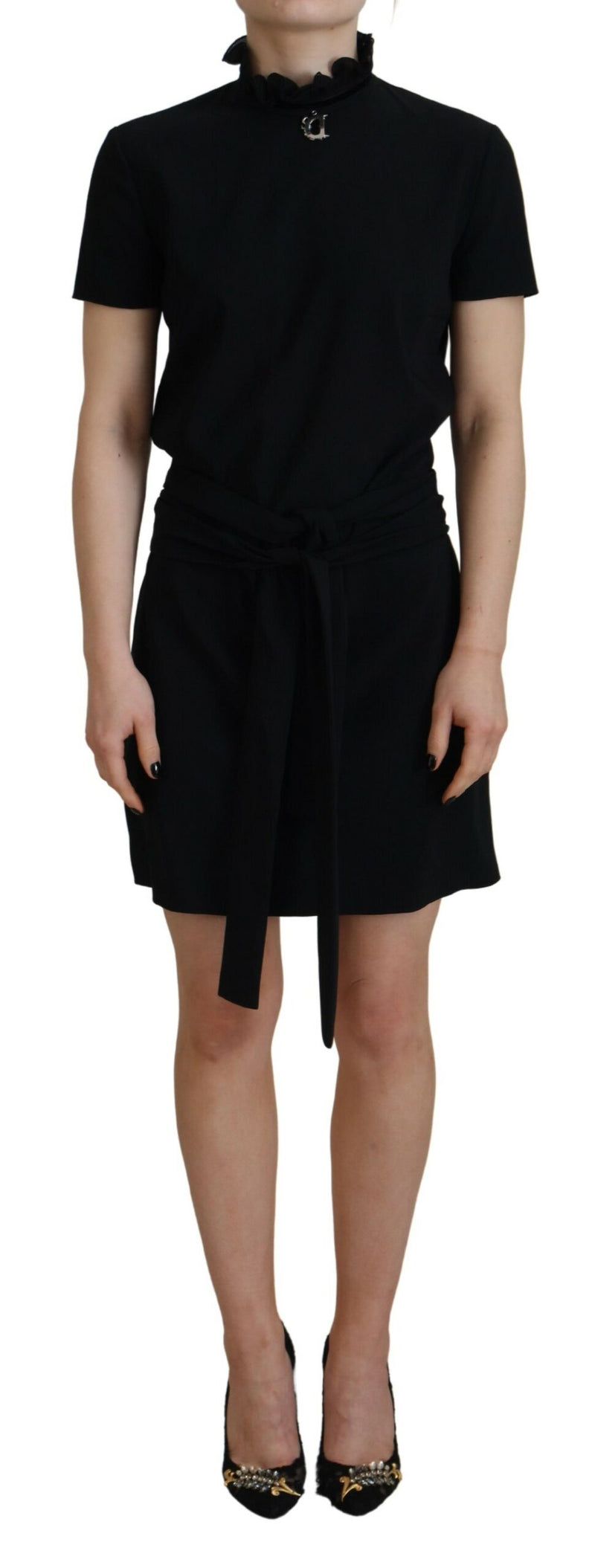 Dsquared² Black Short Sleeves Sheath Mini Dress