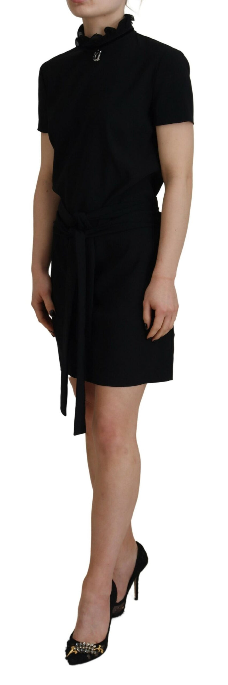 Dsquared² Black Short Sleeves Sheath Mini Dress
