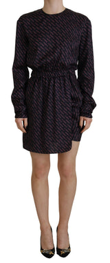 Robe Mini A-line à Manches Longues et Imprimé Logo Dsquared² Noir