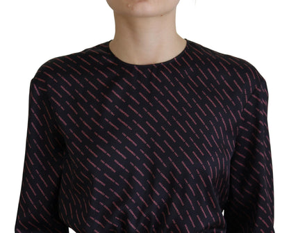 Mini-robe trapèze noire à manches longues avec imprimé du logo Dsquared²