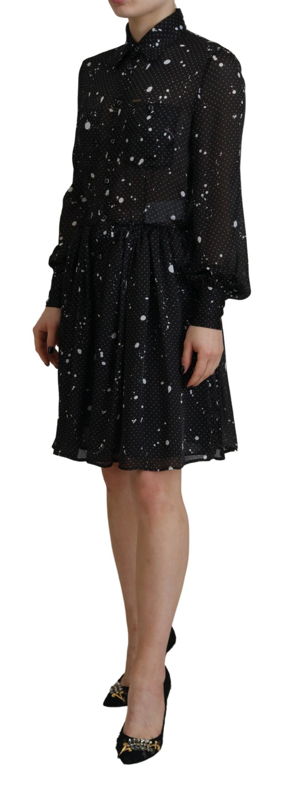 Robe Chemise à Pois Noirs à Manches Longues Dsquared²