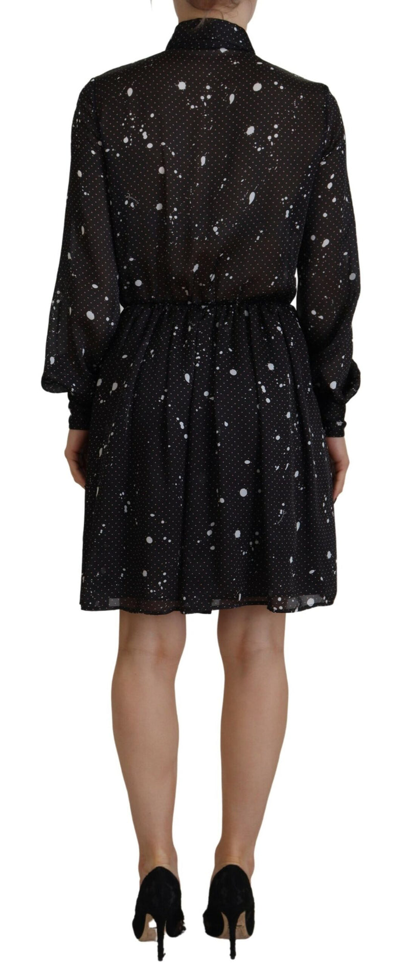 Dsquared² Black Polka Dot Long Sleeve Button Down Dress