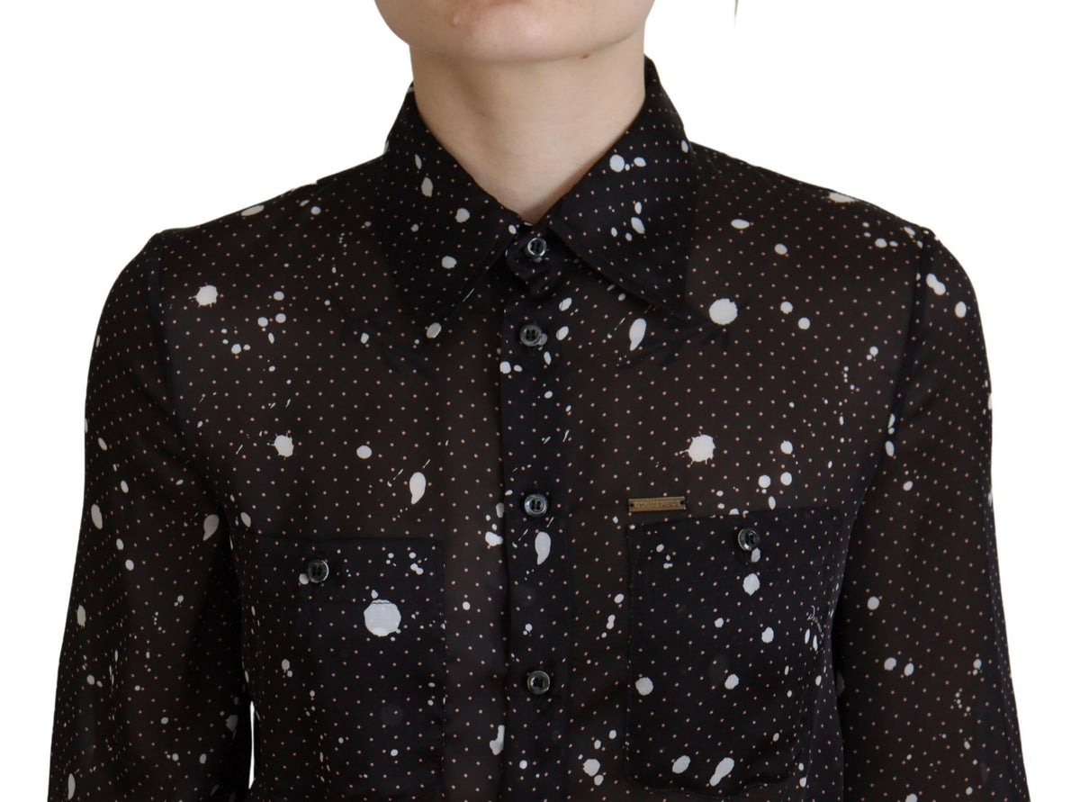 Robe Chemise à Pois Noirs à Manches Longues Dsquared²