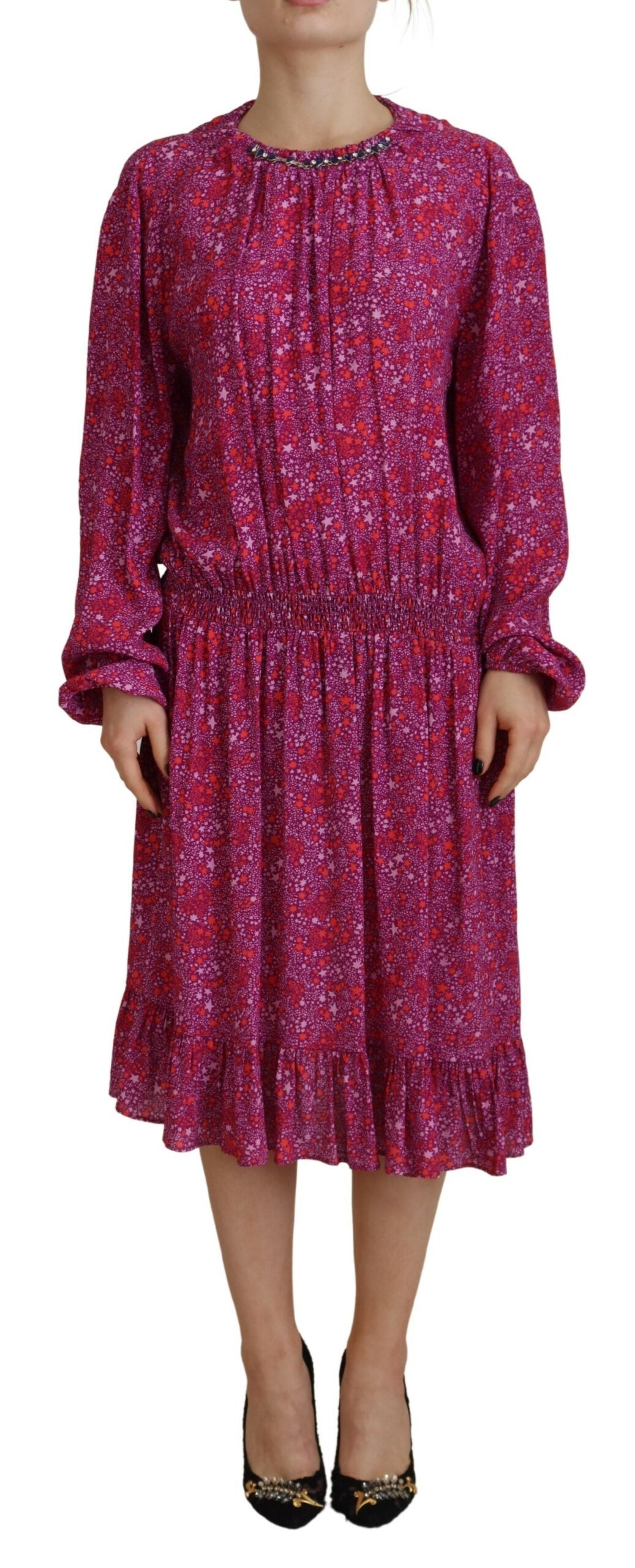 Robe Longue à Manches Longues Fuchsia Étoilée Dsquared²