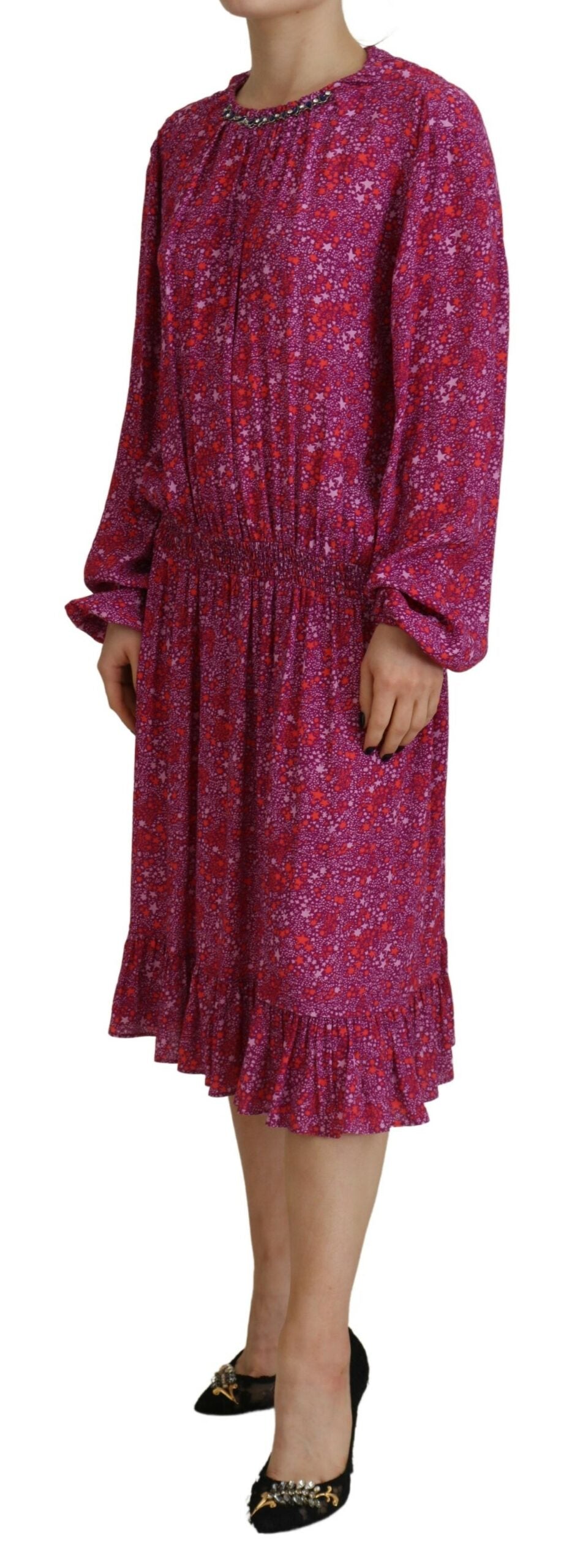 Robe Longue à Manches Longues Fuchsia Étoilée Dsquared²