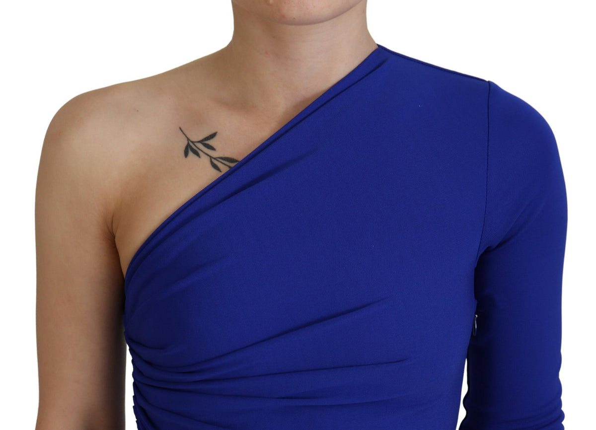 Robe Mini Bodycon Ruched à Épaule Dégagée Dsquared² Bleue