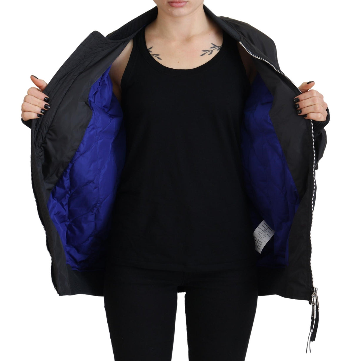 Dsquared² Veste Bomber Femme Noir avec Imprimé Logo