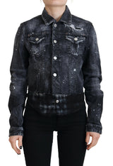 Veste en Jean Distressée en Coton Grise Dsquared²