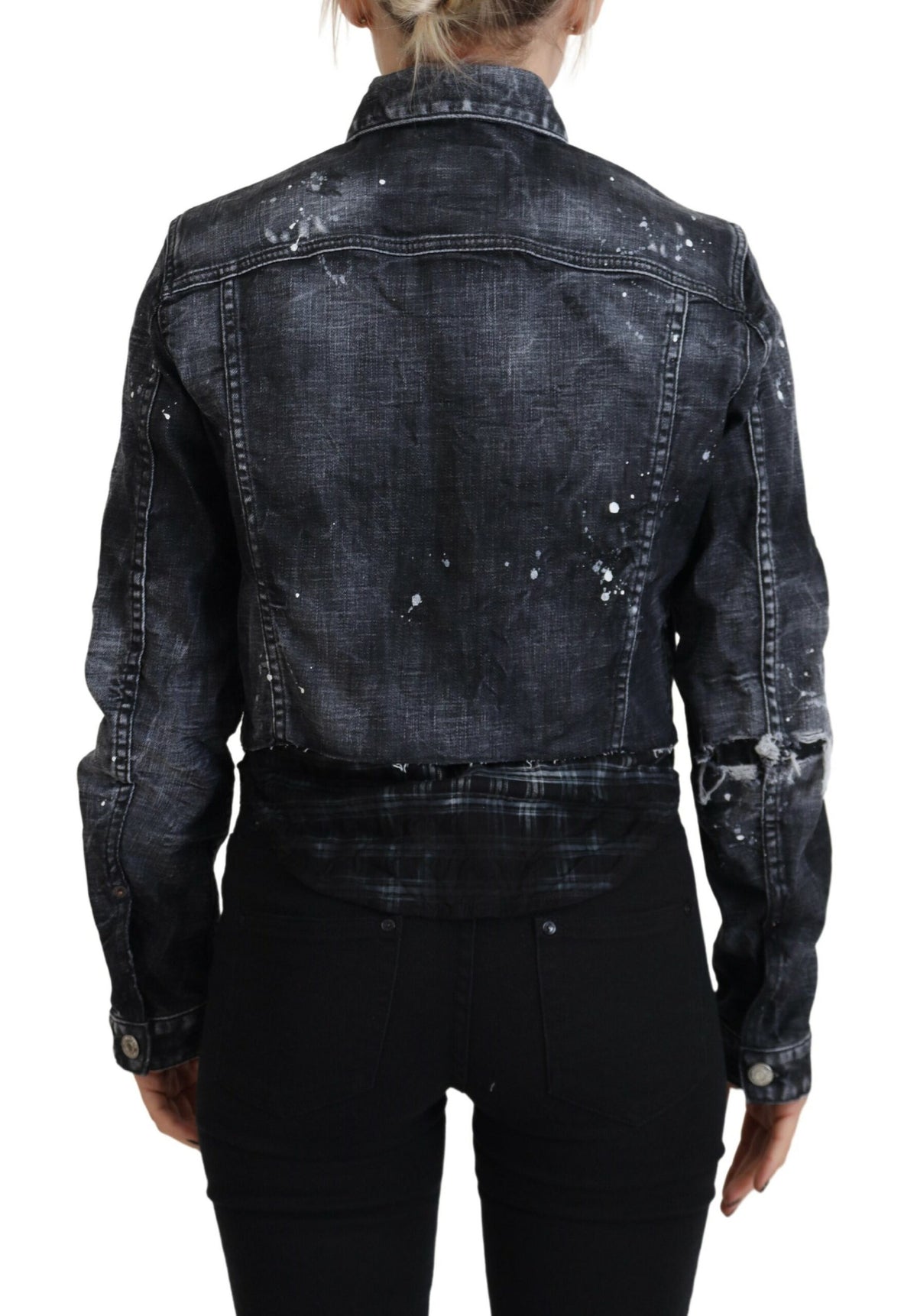 Veste en Jean Distressée en Coton Grise Dsquared²