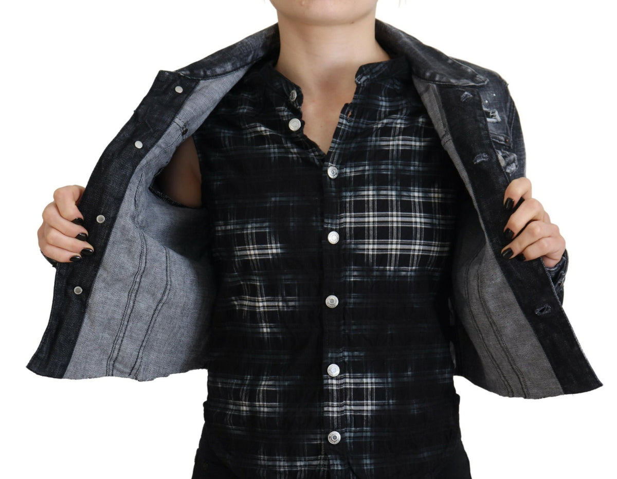 Veste en Jean Distressée en Coton Grise Dsquared²