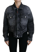Dsquared² Gray Washed Cropped Denim Jacket
