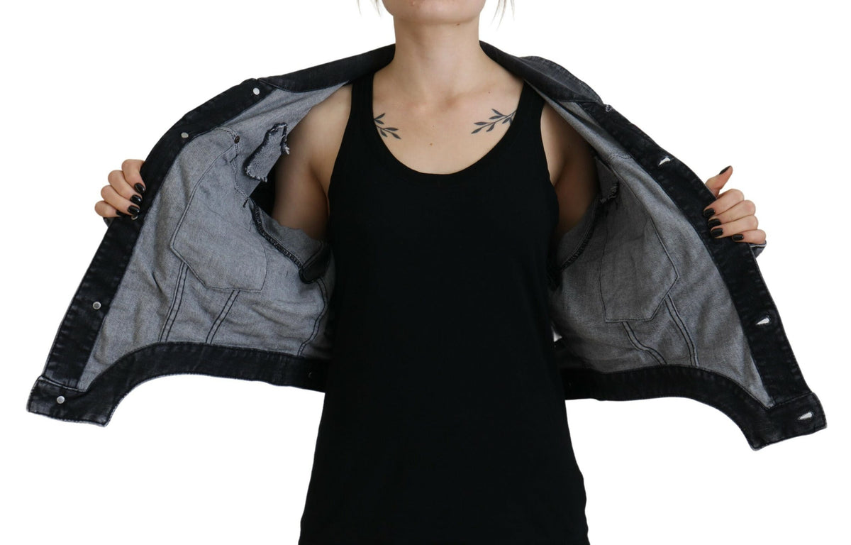 Dsquared² Gray Washed Cropped Denim Jacket