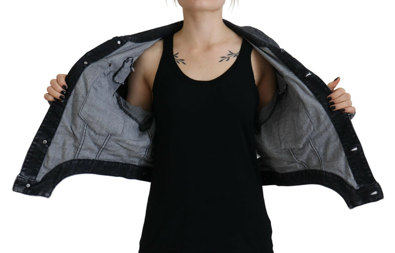 Dsquared² Gray Washed Cropped Denim Jacket