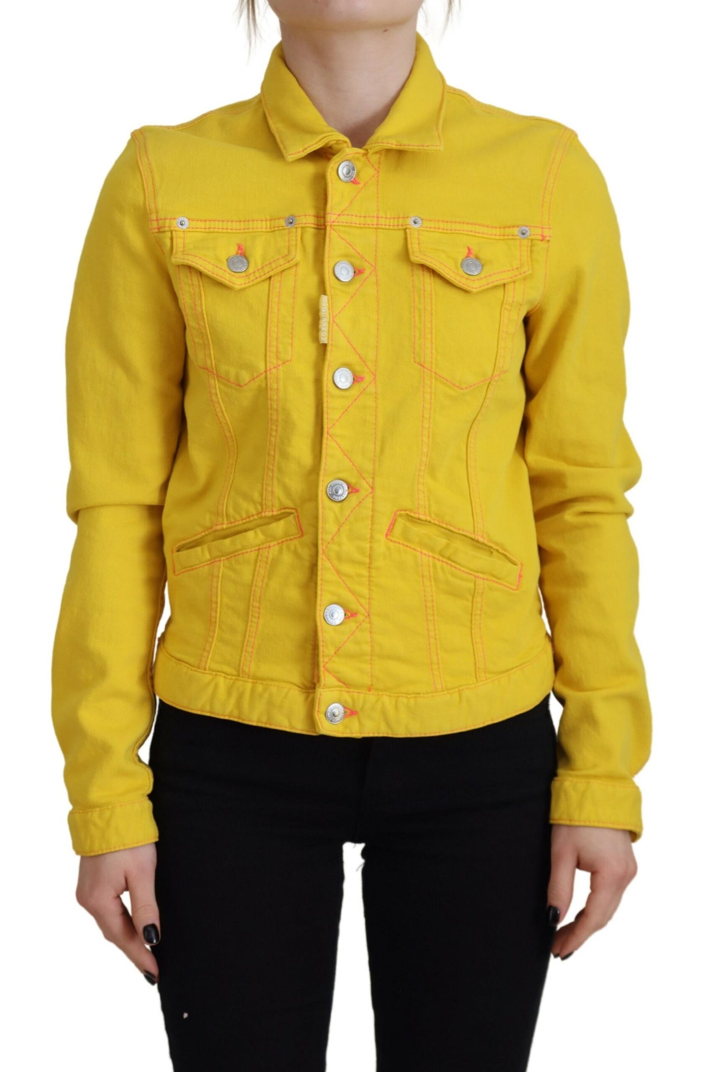 Veste en jean Dsquared² à manches longues, col jaune.