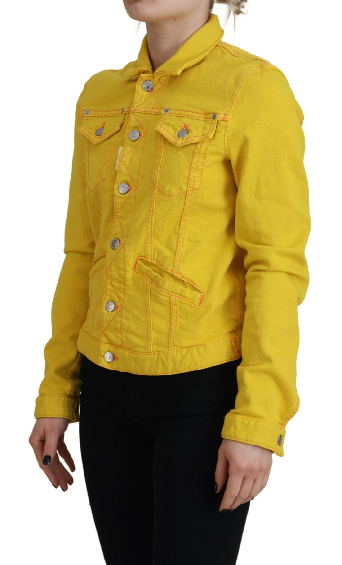 Veste en jean Dsquared² à manches longues, col jaune.
