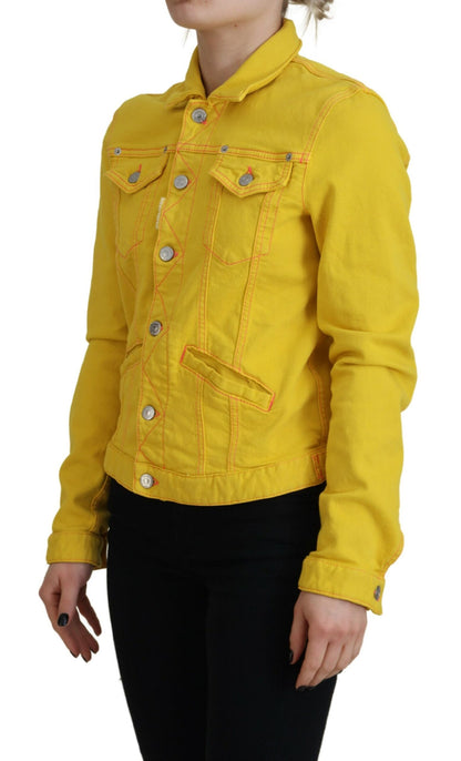 Veste en jean Dsquared² à manches longues, col jaune.