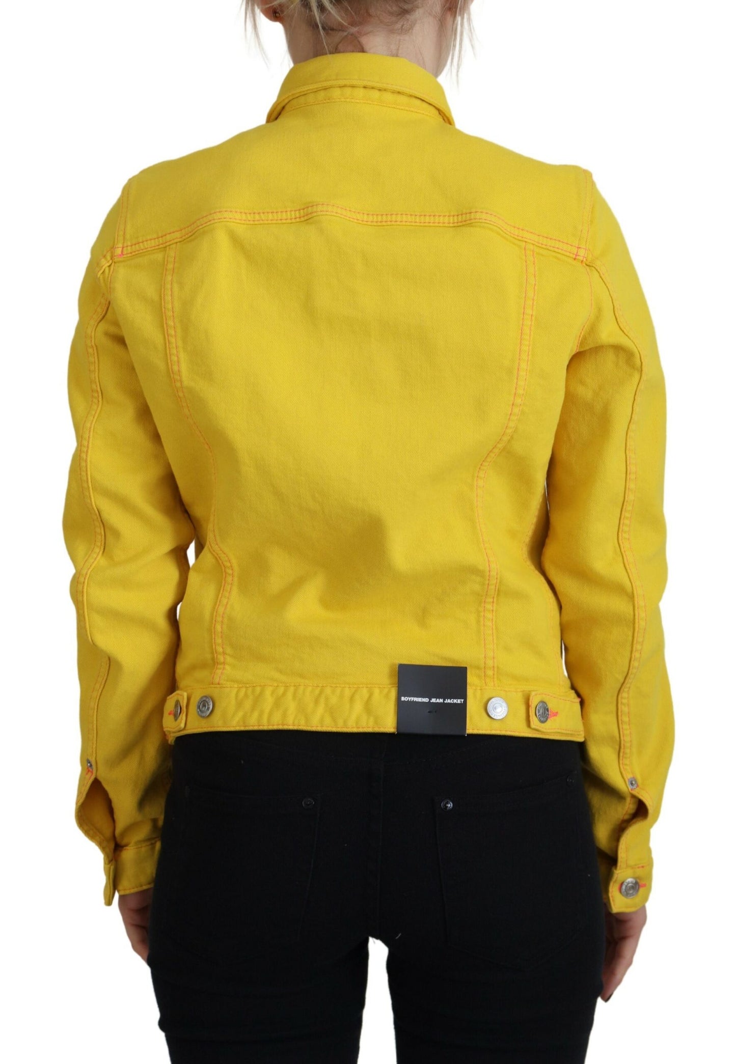 Veste en jean Dsquared² à manches longues, col jaune.